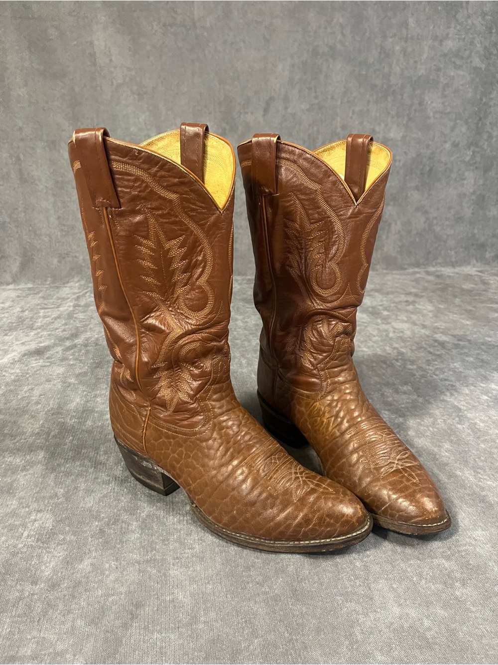Vintage Tony Lama leather Cowboy Boots Men’s Size 9.5D Brown  Made in USA